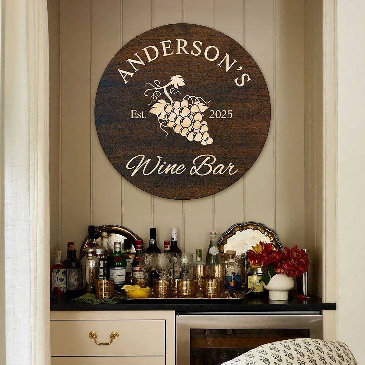 Sunset Vineyard Custom Wine Bar Sign (Signature Series)