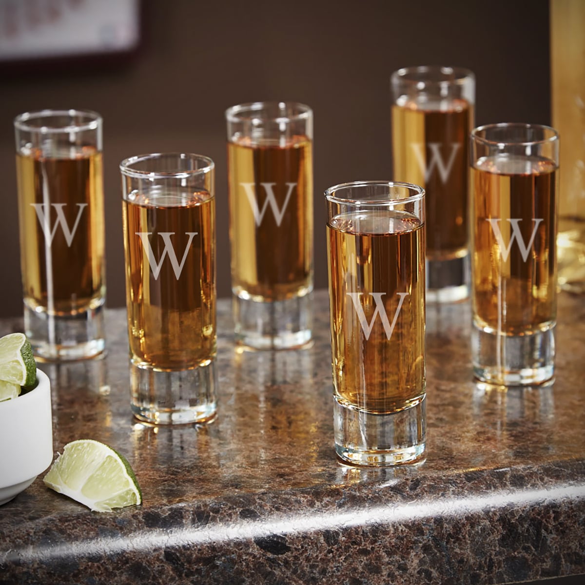 Tall Personalized Shot Glasses, Set of Six