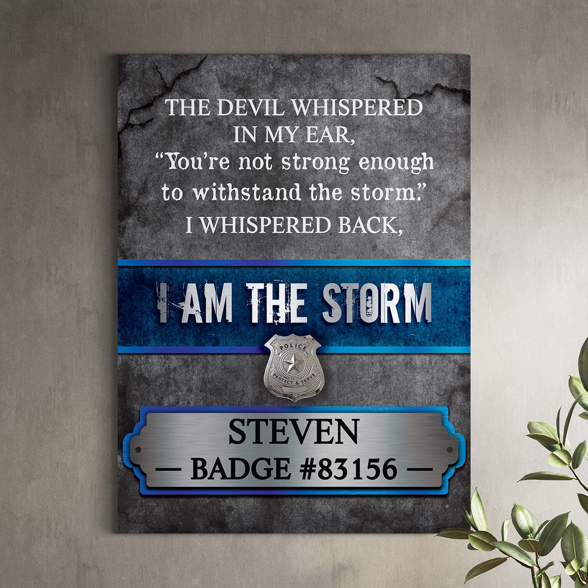 The Storm Personalized Wood Sign Gift for Police Officer