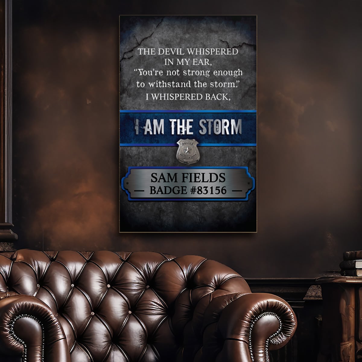 The Storm Personalized Wood Sign Gift for Police Officer