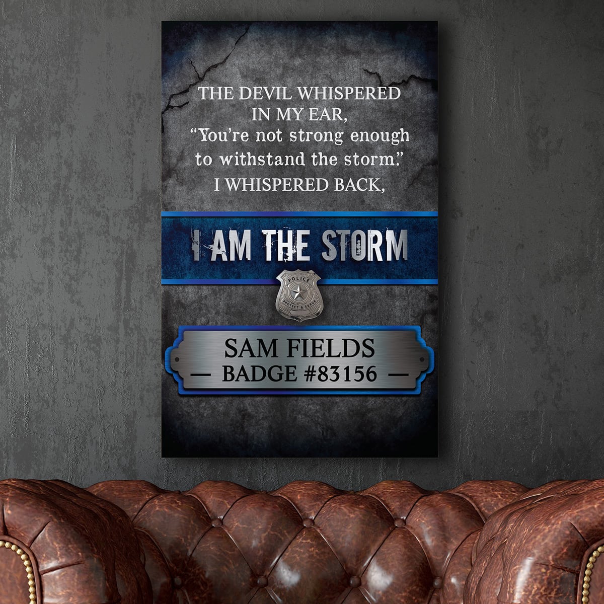 The Storm Personalized Wood Sign Gift for Police Officer