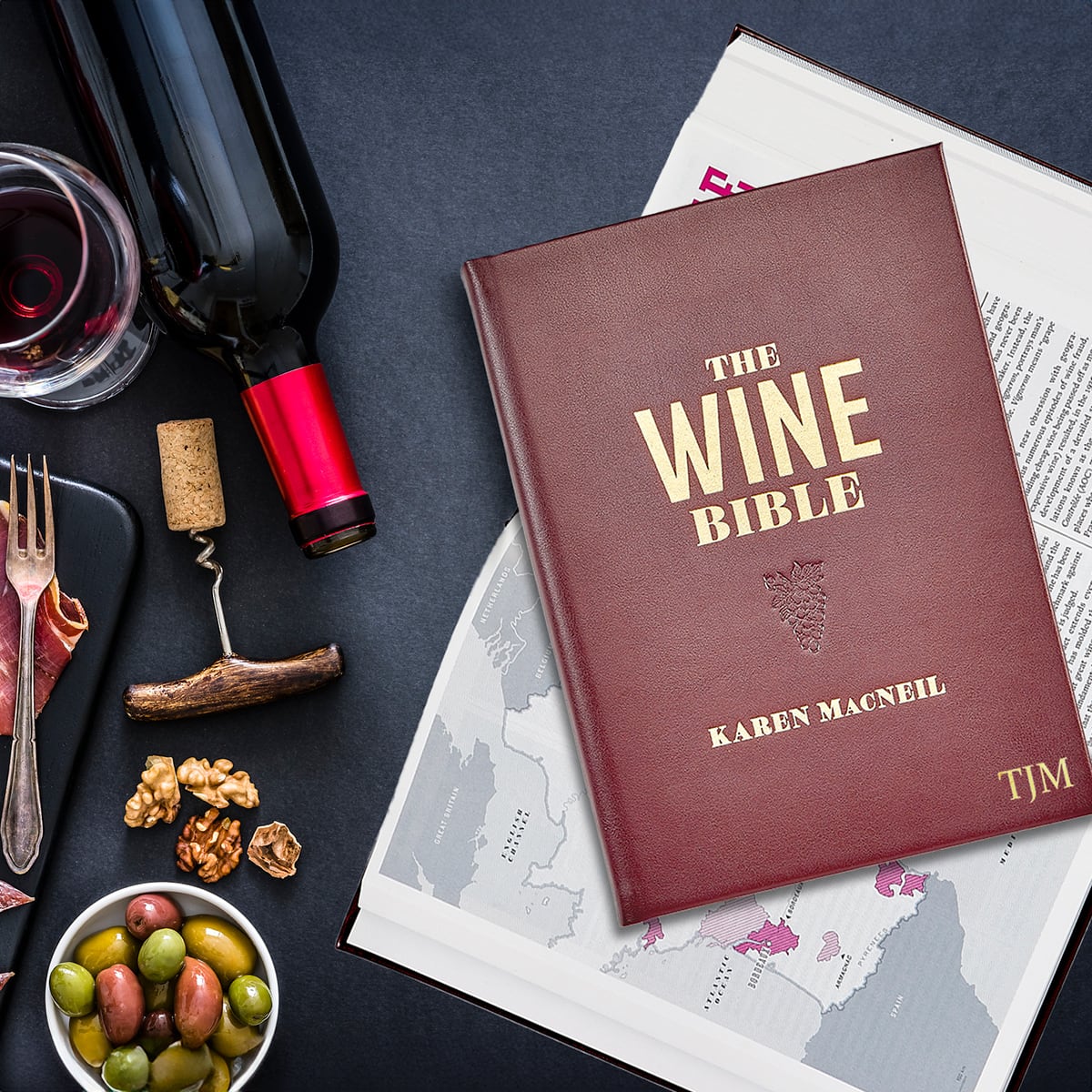 The Wine Bible, Personalized Burgundy Leather Bound Book