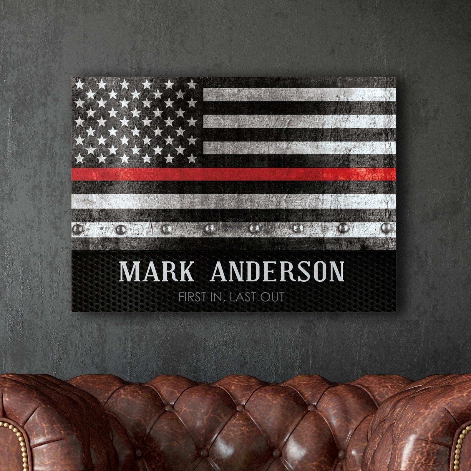 Thin Red Line Personalized Sign - Firefighter Gift