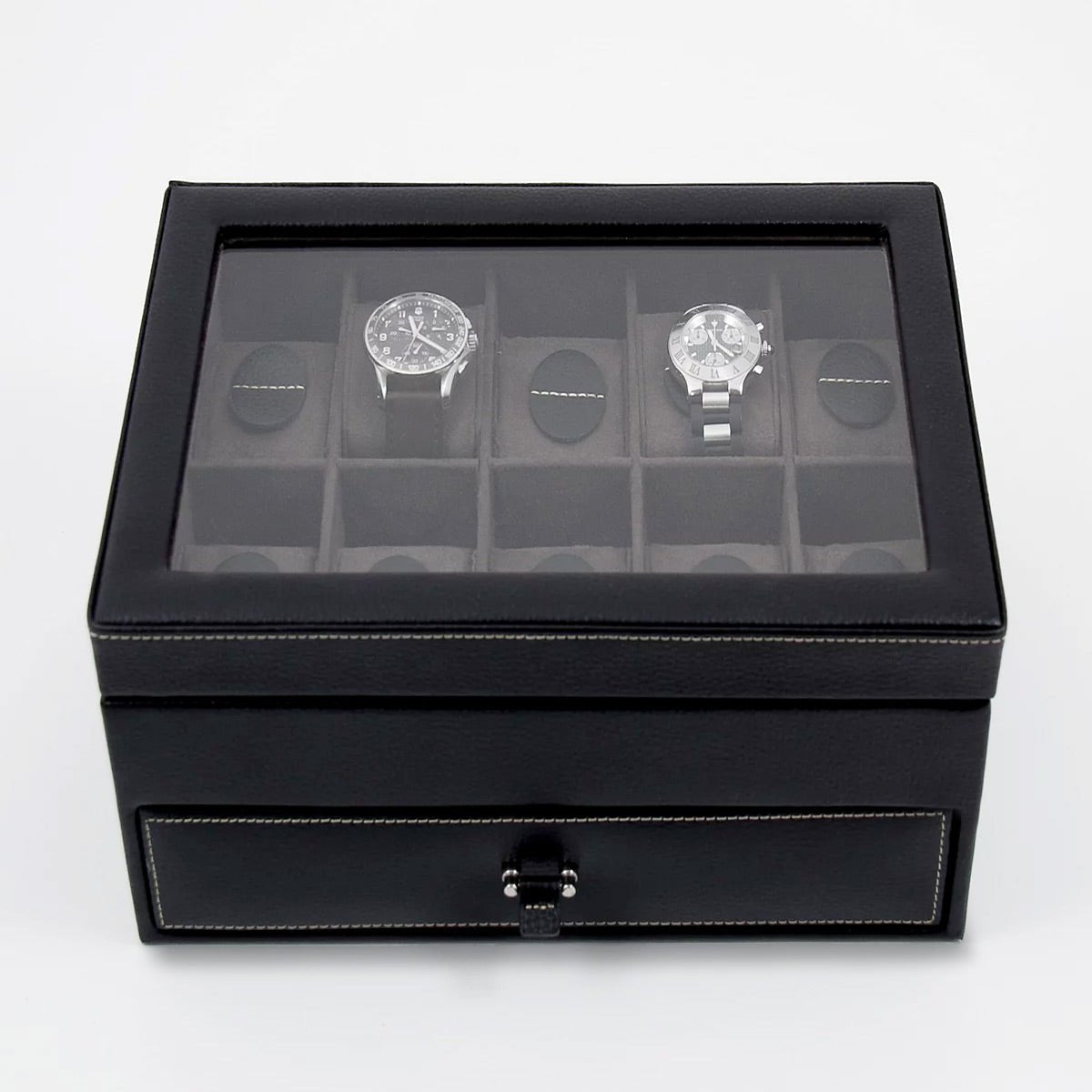 Treviso Leather Valet Box and Ten Watch Display Case (Engravable)