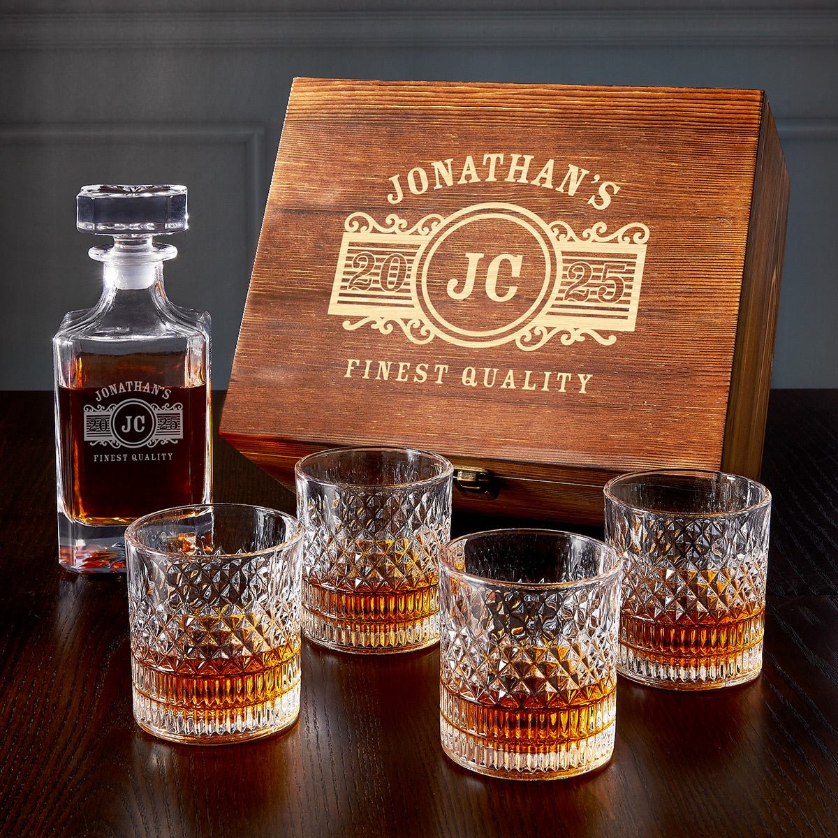 Truman Crystal Whiskey Glass Set Personalized