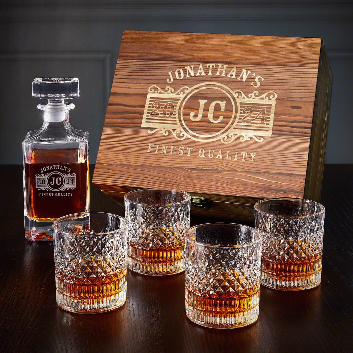 Truman Crystal Whiskey Glass Set Personalized