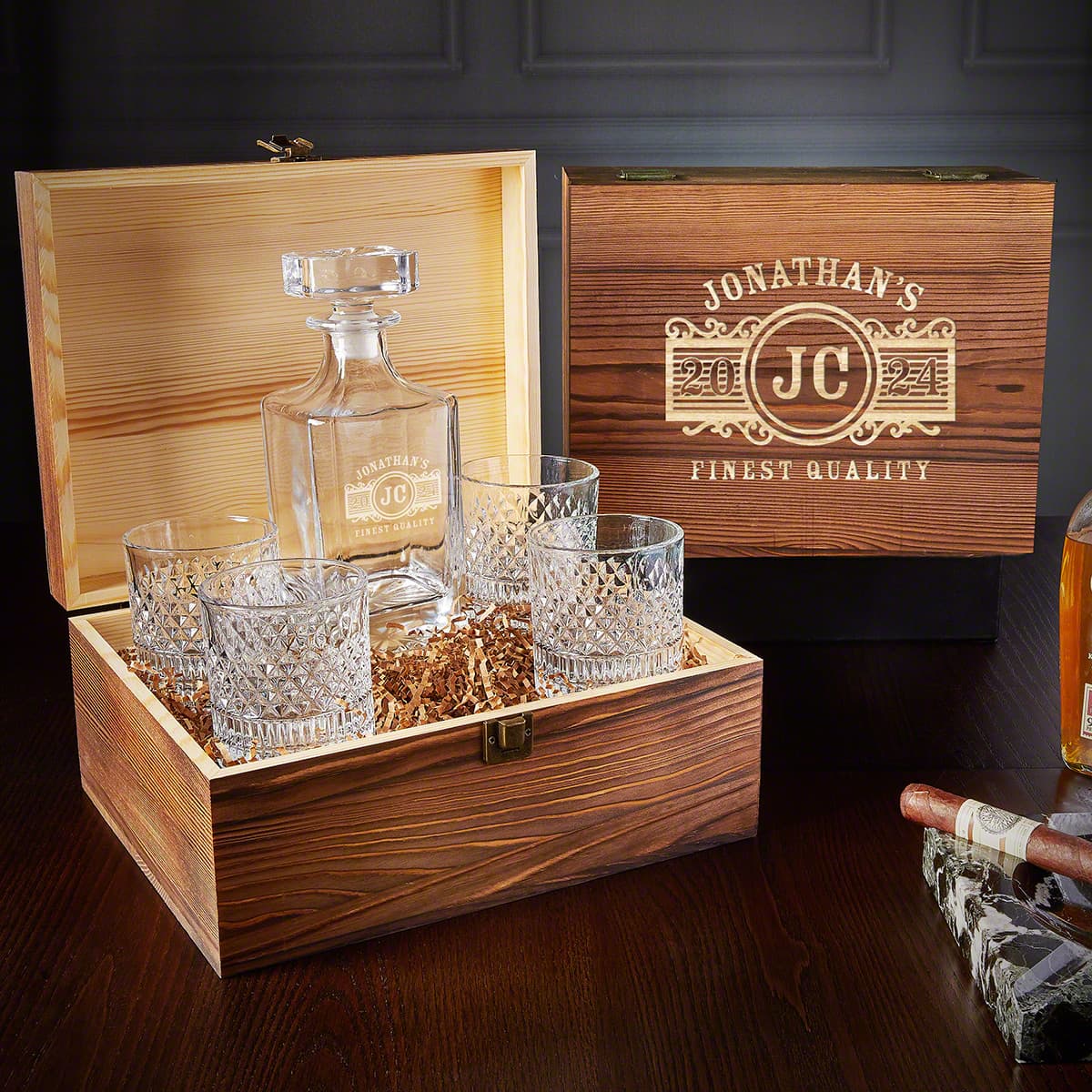 Personalised Gifts Personalised Cut Crystal & Whisky Gift buy Set Unique Gifts