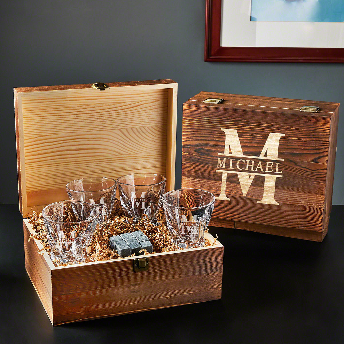 Custom Twist Whiskey Glasses with Box