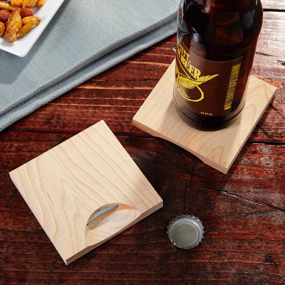 Two - in - One Beer Opening Coasters, Set of 4