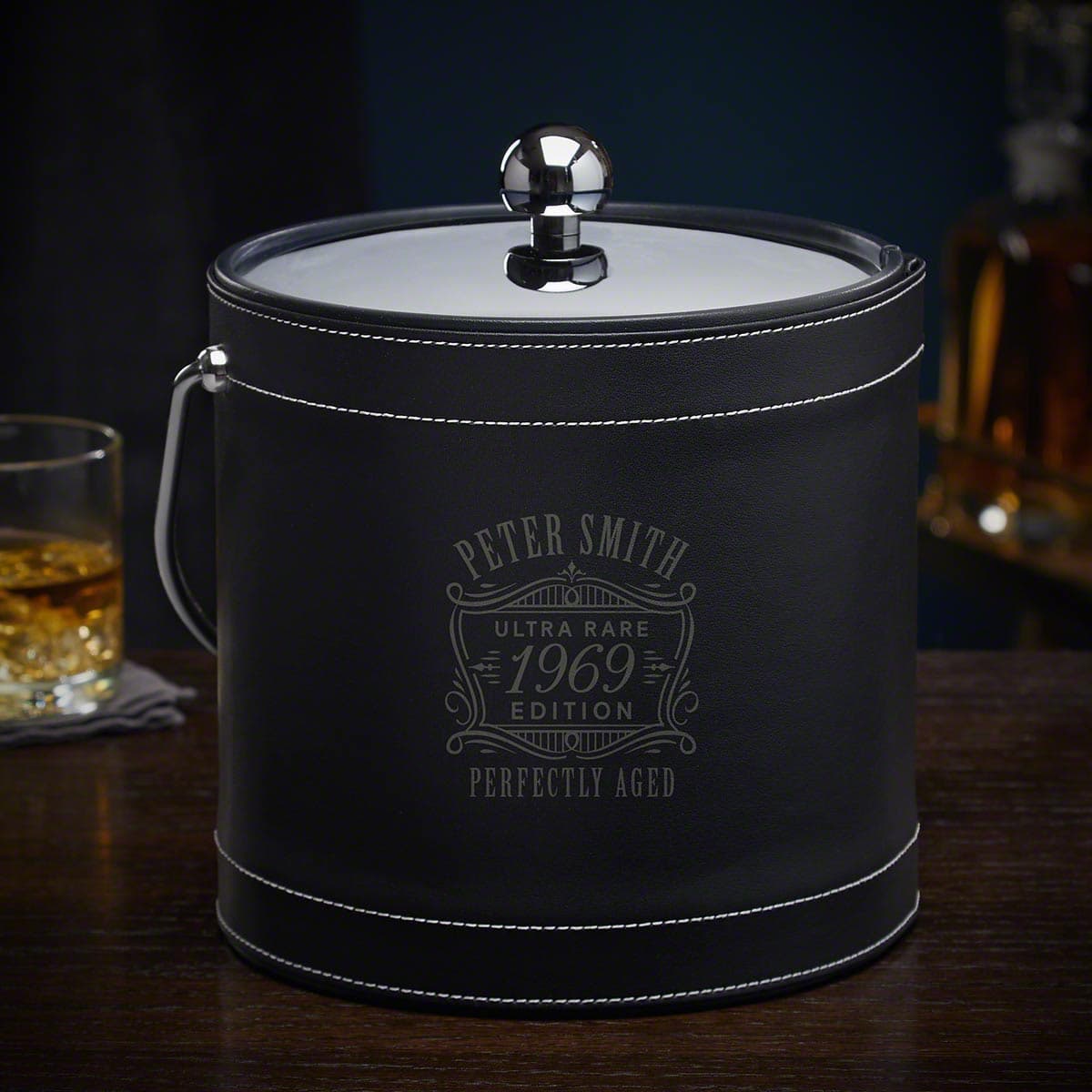 Personalized Black Insulated Ice Bucket