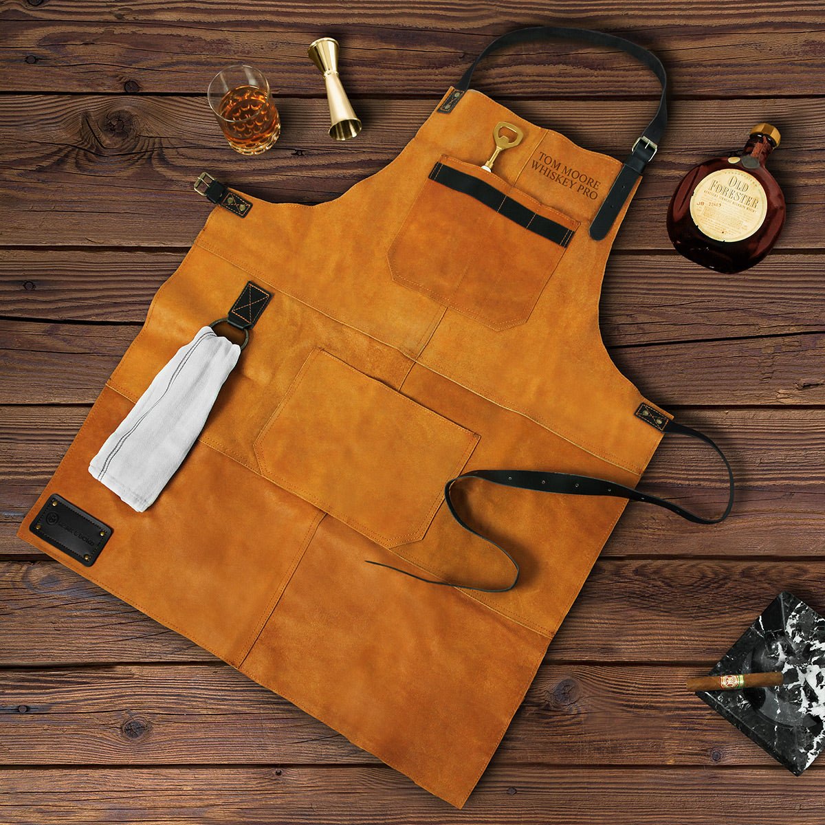 Vanguard Top Grain Multi - Pocket Leather Apron for Men