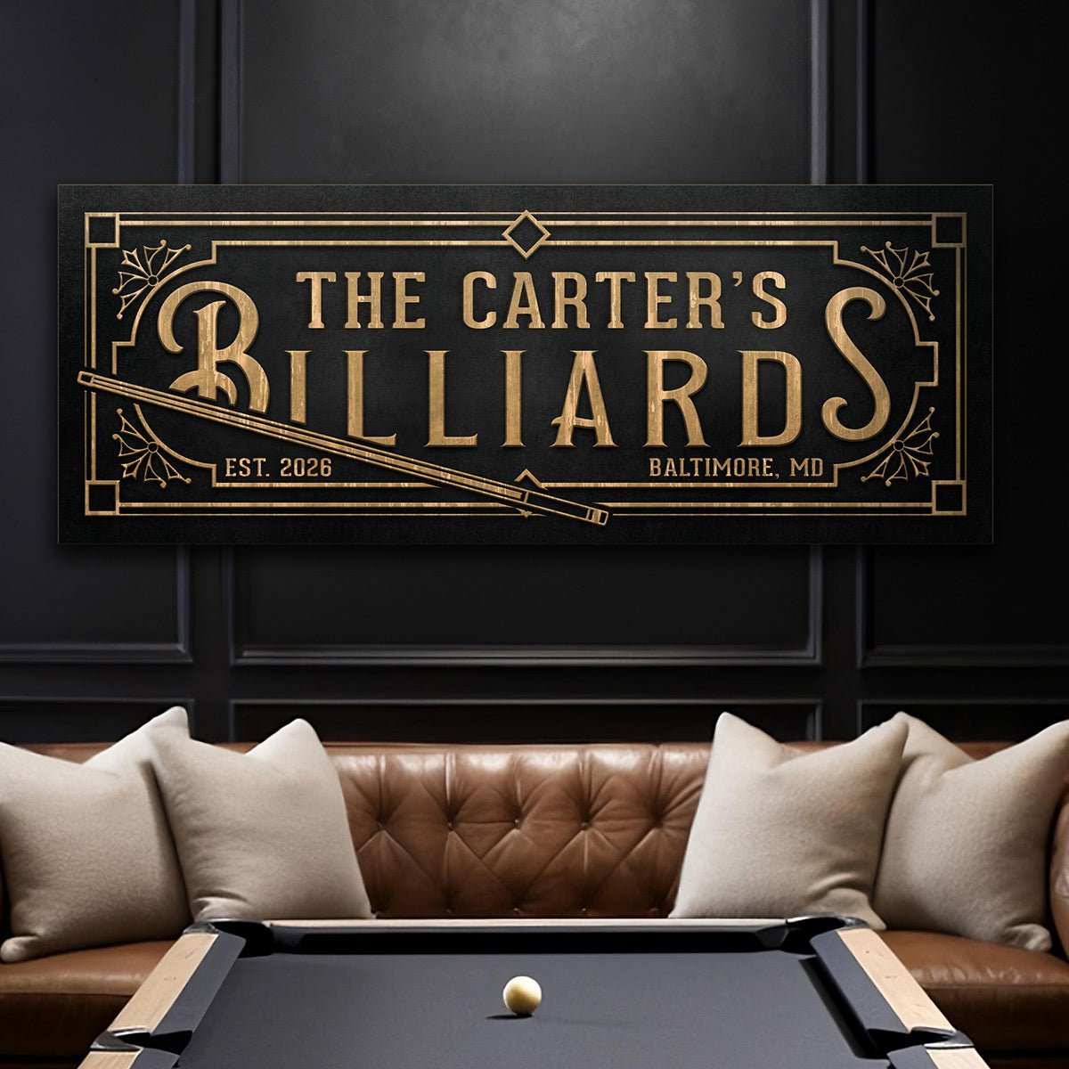 Vintage Personalized Billiards Sign