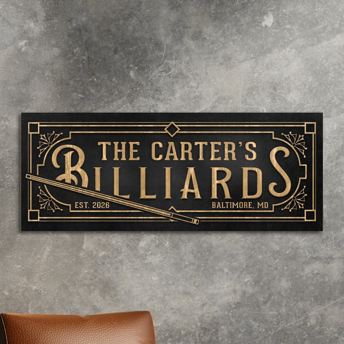 Vintage Personalized Billiards Sign