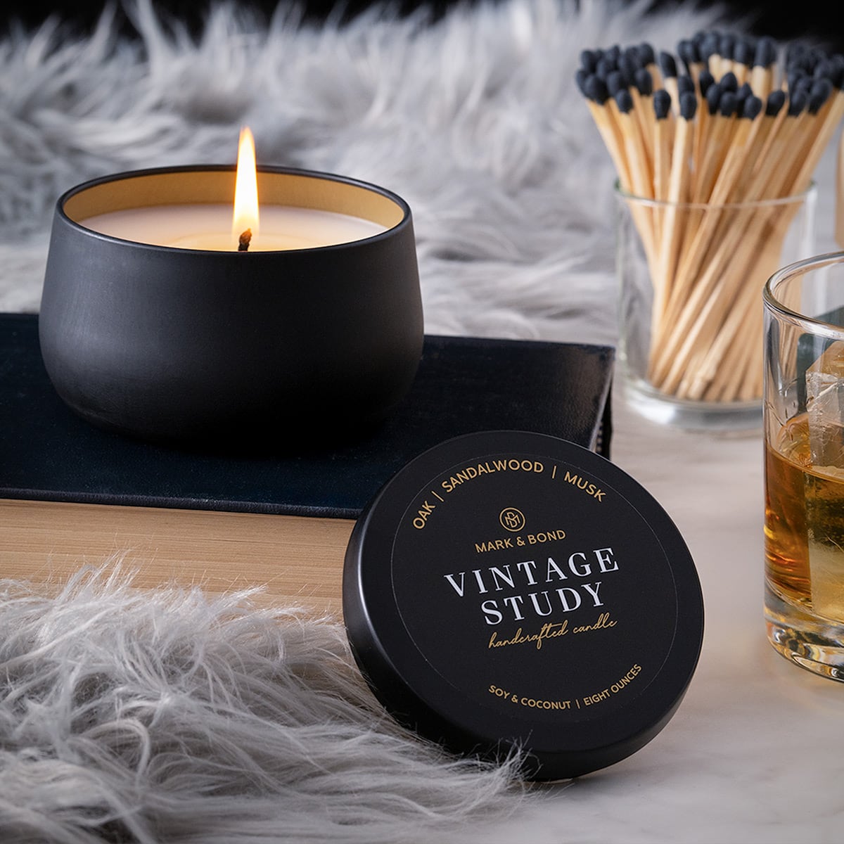 Vintage Study Luxury Scented Soy Candle, 40 - 45hrs Add - On