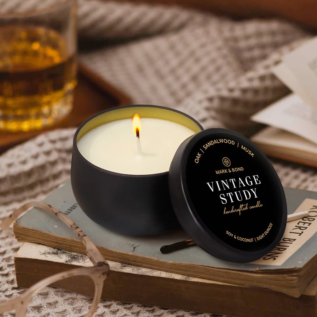 Vintage Study Luxury Scented Soy Candle, 40 - 45hrs Add - On