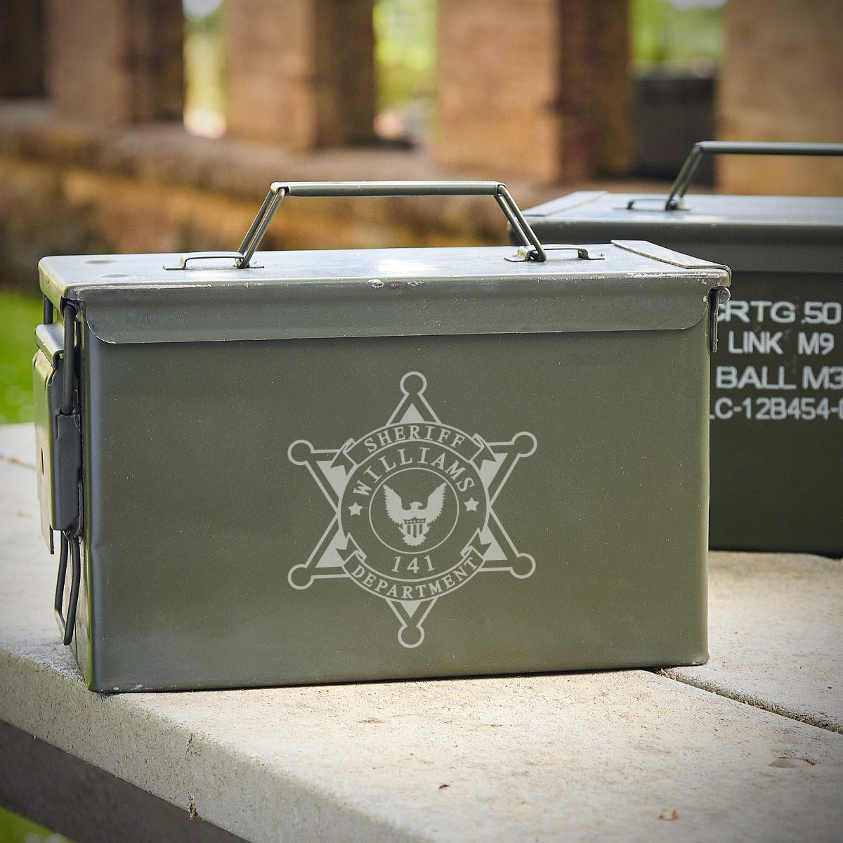 Engraved 50 Cal Bullet & Ammo Box Set - 5pc Police Gift