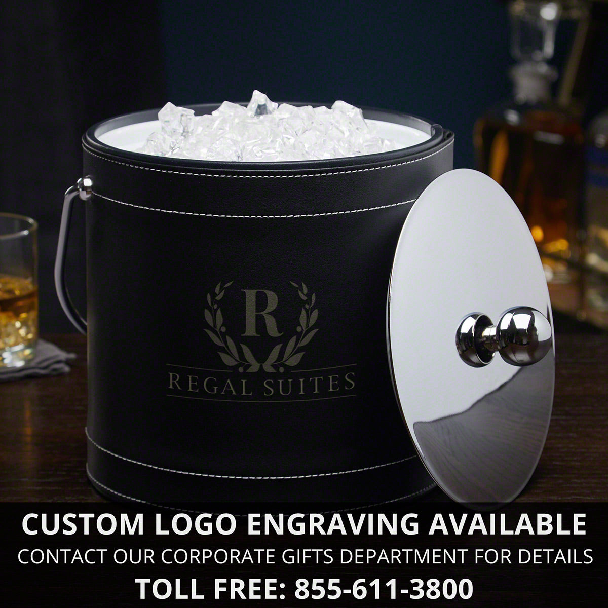 Black Personalized Insulated Ice Bucket