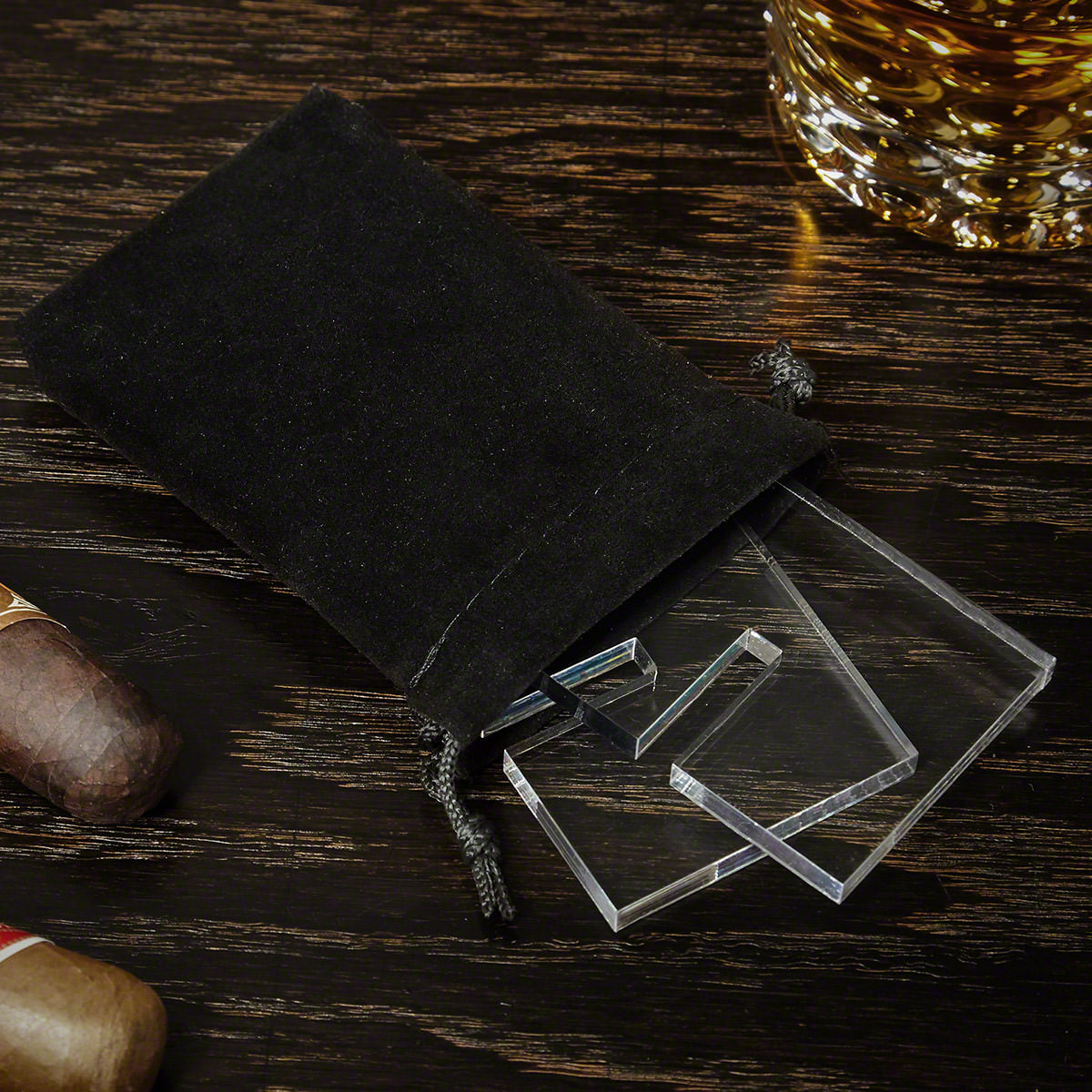 Engraved Cigar Box Set with Buckman Glasses