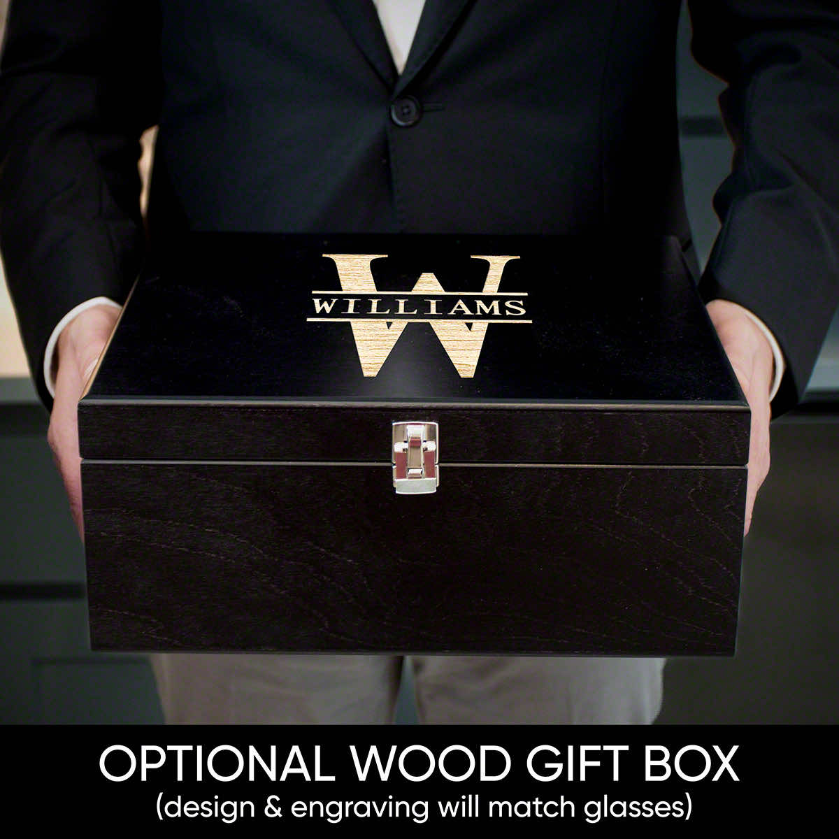 Wooden Keepsake Box Personalized  - Large Black