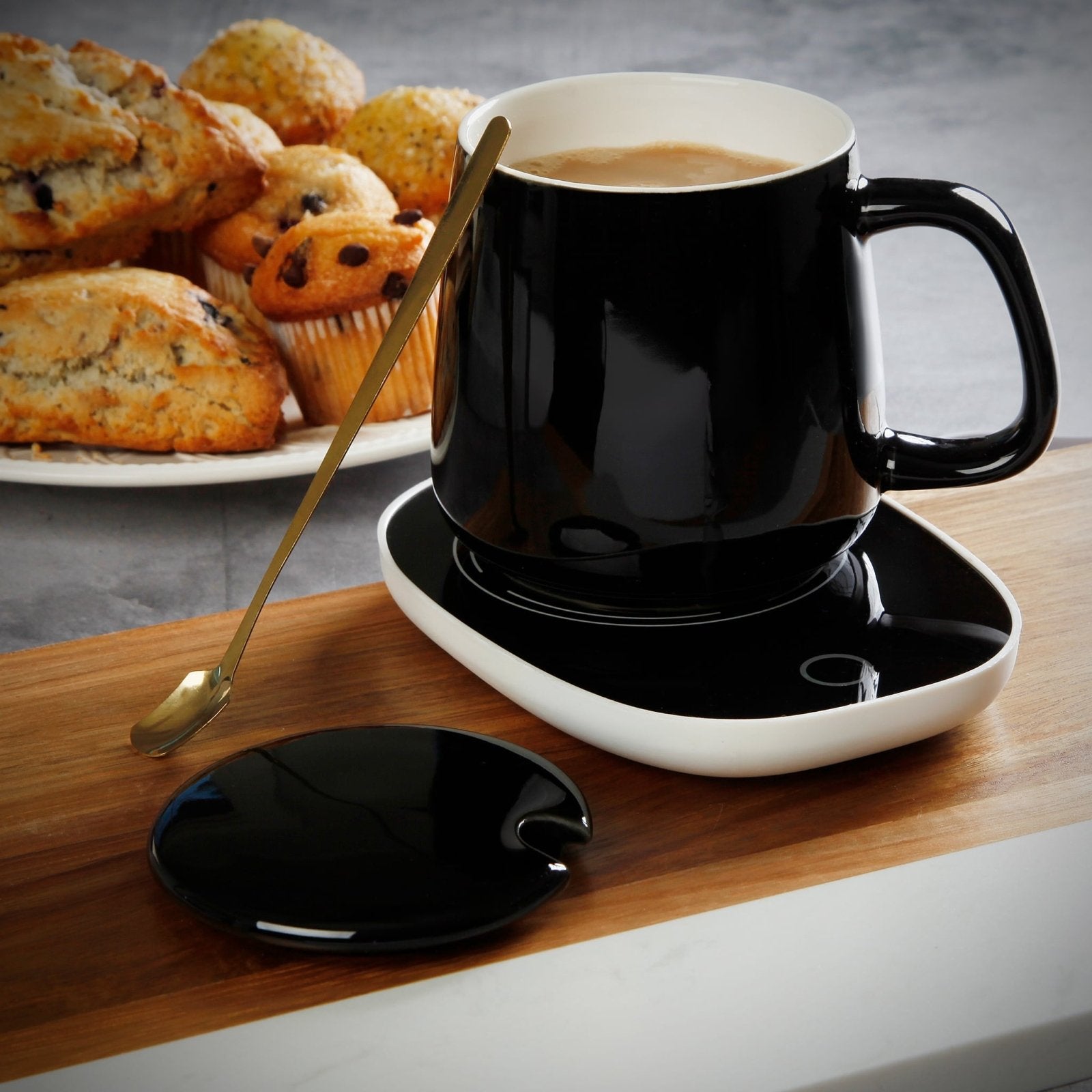 Warm and Cozy Cup USB Mug Warmer, Coffee Cup Gift Set in Black