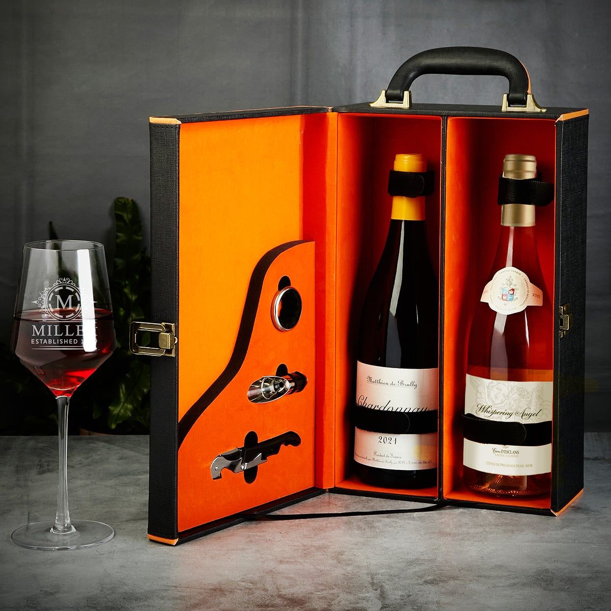 Rhone Wine Gift Box with Custom Wine Glass and Accessories