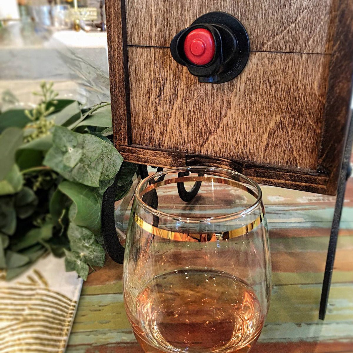 Wine Nook Wooden Box Wine Holder with Attached Stand