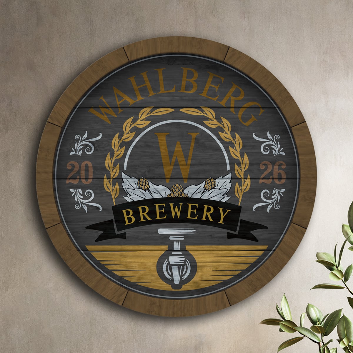 Wooden Keg Personalized Brewery Sign for Beer Lovers