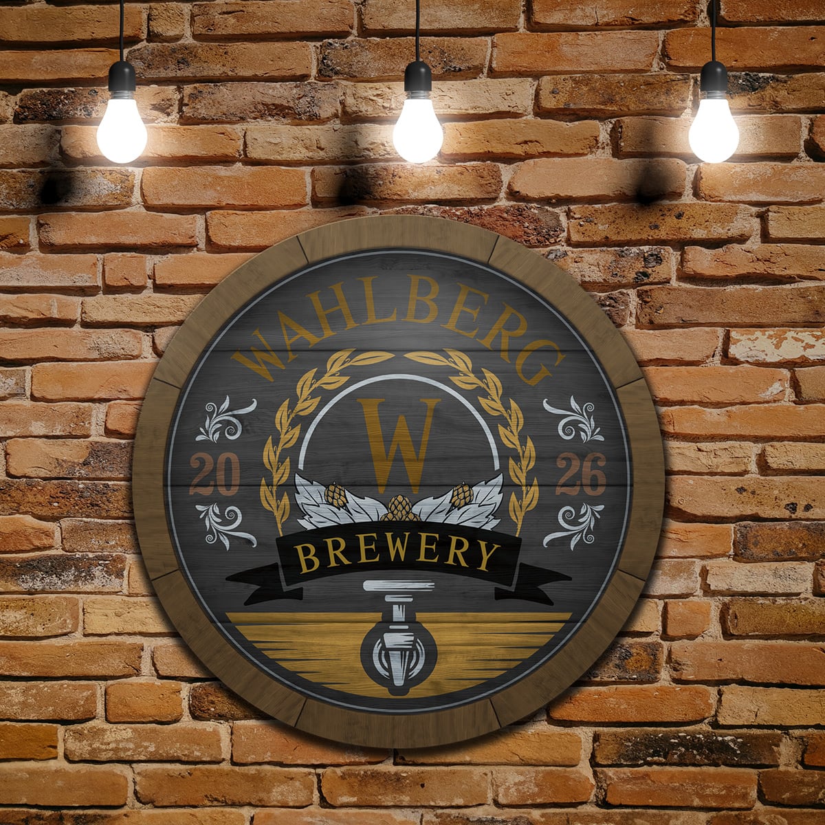 Wooden Keg Personalized Brewery Sign for Beer Lovers